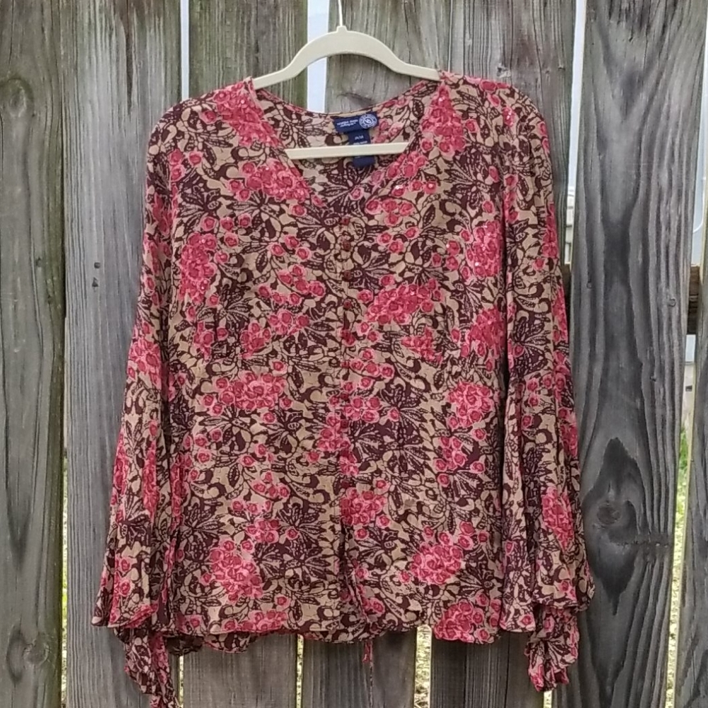Dramatic Vintage Bell Sleeve Blouse Sz 14/16